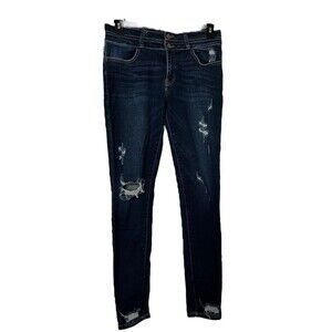 Kancan Signature Women's Jeans Skinny Distressed Stretch Denim Mid Rise Size 29